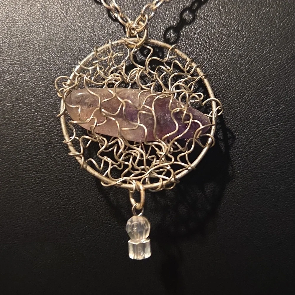Ametrine Stone Wire Wrapped Pendent Necklace - Picture 4 of 5